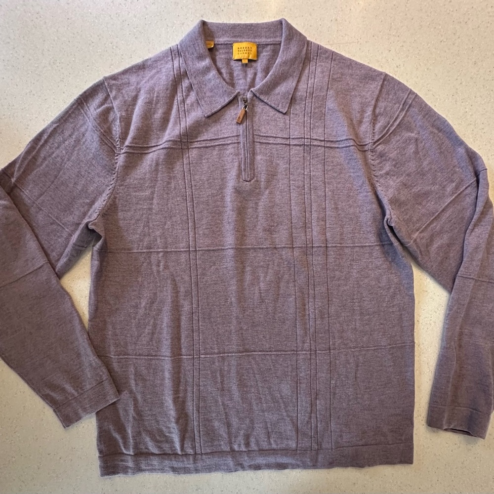 Robert Talbott Carmel Purple Long Sleeve Polo Sweater! Men’s XL. 100% Wool
